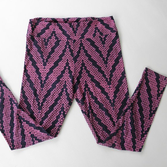 LuLaRoe TC Leggings - Pink/Gray Chevon/Snake Print - Picture 1 of 4